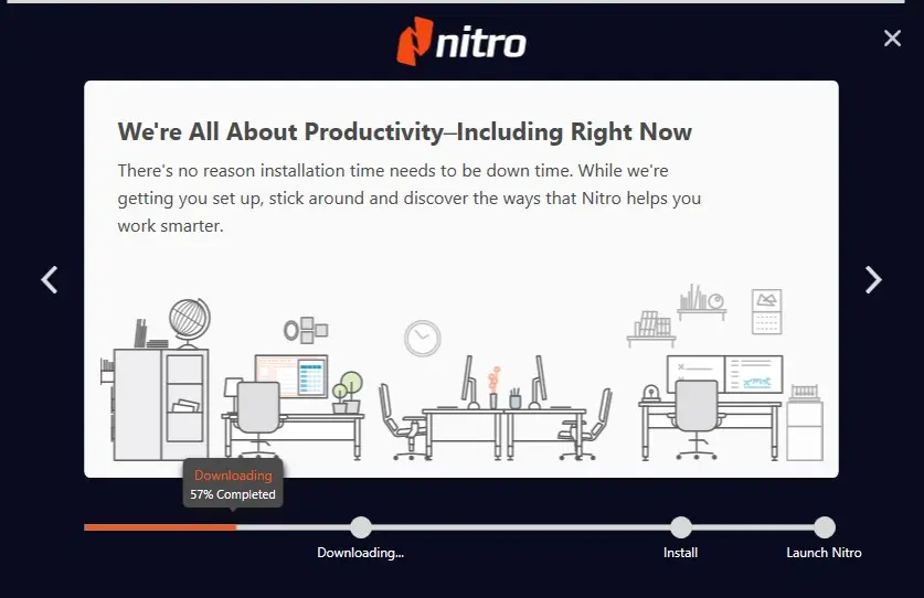 Nitro PDF Pro installation in progress