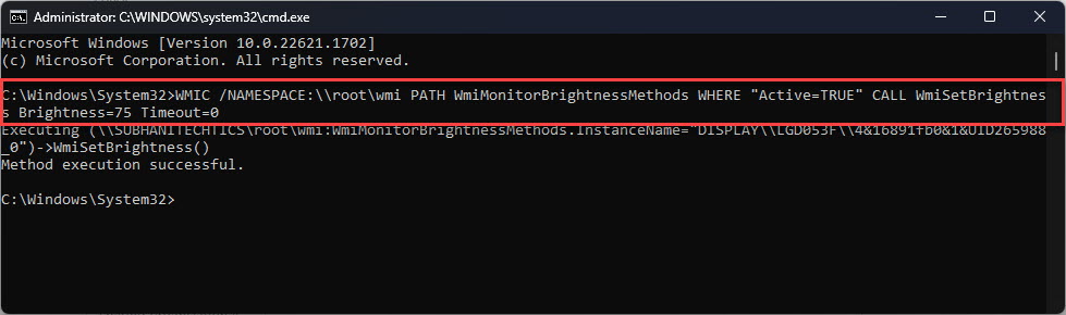 Change Screen Brightness Command Line