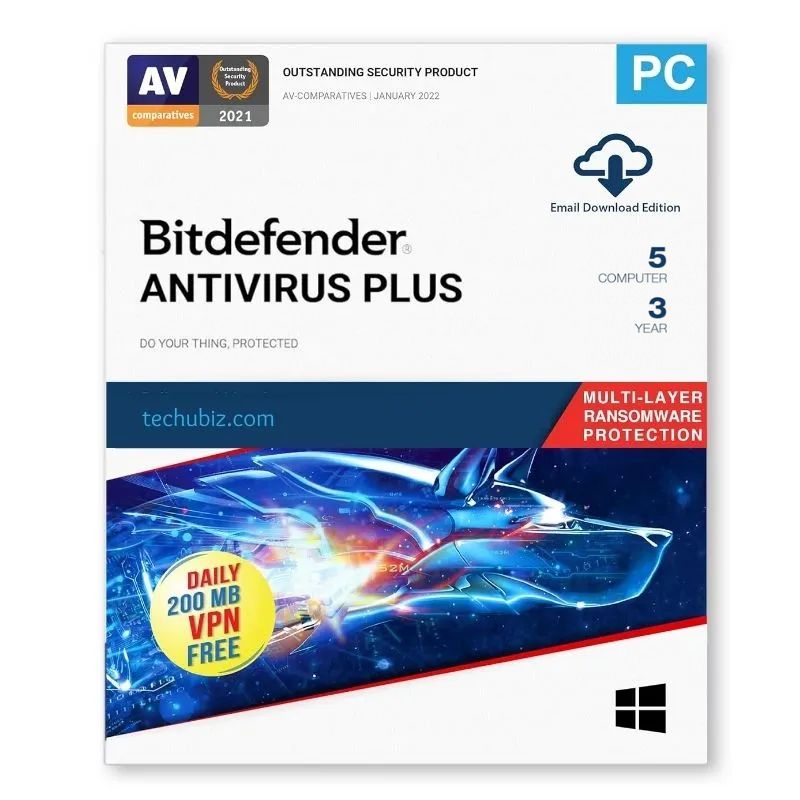 Bitdefender Antivirus Plus 5 PC 3 Years - Windows only